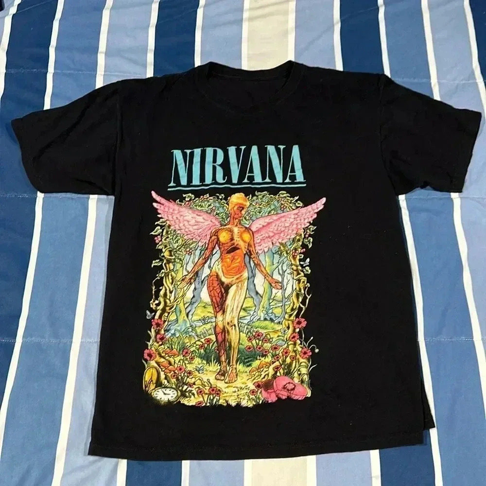 Nirvana Men's Grunge 90s In Utero Graphic Band Kurt T-Shirt